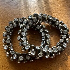 Elegant Gold and Silver Crystal Bracelet Set